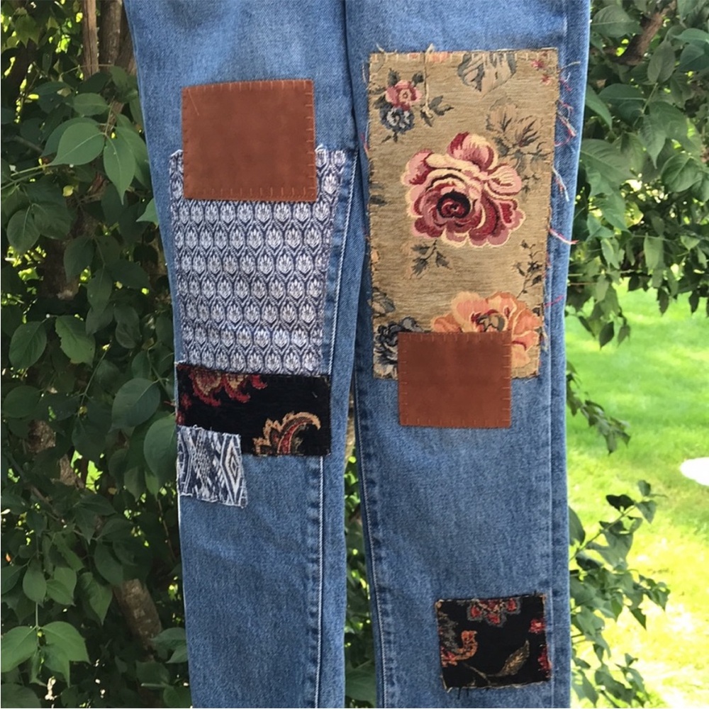 Free People Jeans Blue Size 25 We The Free Poppy Patch Denim Jeans NWT - Picture 6 of 15